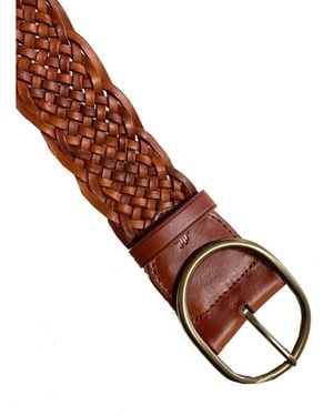 Dragon Diffusion Weave Oval Handwoven Leather Belt - Brown
