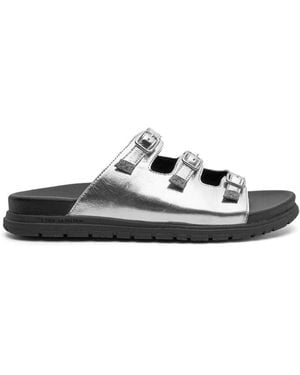 Shoe The Bear Ellen Metallic Buckle Leather Sandal - Black