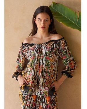 Inoa Calla Silk Bardot Blouse - Brown