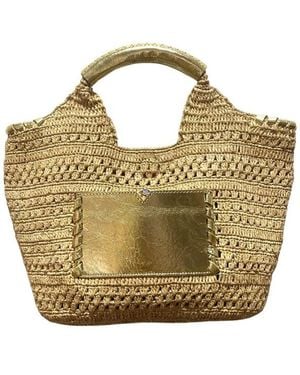 Ba&sh Laminated Raffia Basket Bag - Metallic