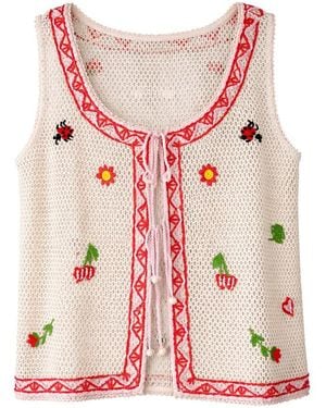 NOIB Ziva Crochet Vest Top - Pink