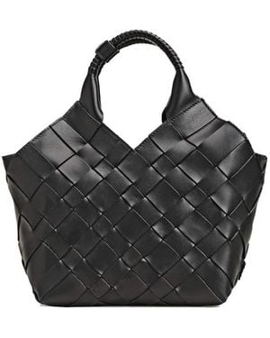 Cala & Jade Misu Leather Woven Shoulder Bag - Black