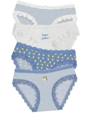 Stripe & Stare Set Of 4 Briefs - Blue