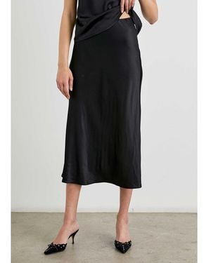 Rails Anya Satin Slip Midi Skirt - Black