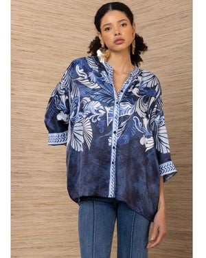 Hale Bob Oversized Printed Blouse - Blue