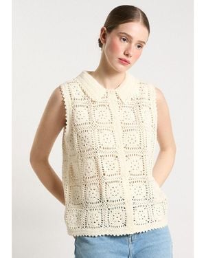 Les Tricots de Léa Giacomo Cotton Crochet Top - Natural