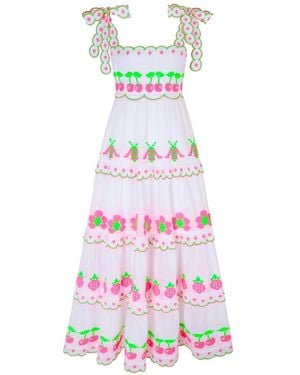 Pink City Prints Athens Embroidered Dress - White