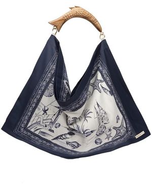 FARM Rio Satin Scarf Medium Bag - Blue