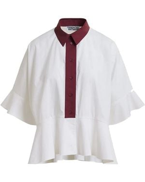 Essentiel Antwerp Kaylee Cotton Peplum Blouse - Purple