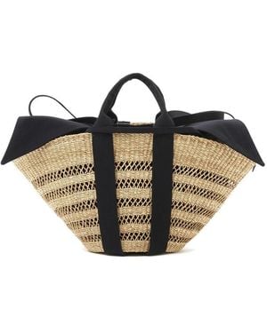 Muuñ Sophie Lace Straw Bag - Black