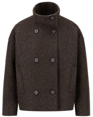 Harris Wharf London Cropped Funnel Jacket - Black