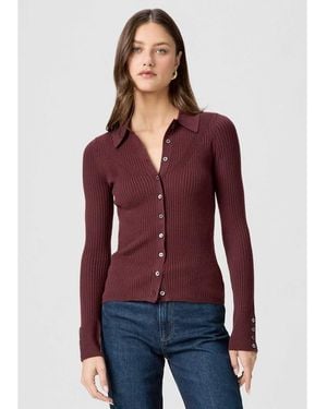PAIGE Jayde Ribbed Polo Top - Red