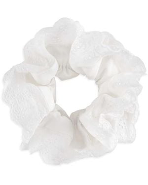 SUI AVA Cotton Broderie Scrunchie - White
