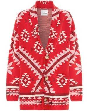 Hayley Menzies Sundance Cotton Jacquard Cardigan - Red