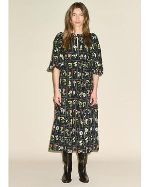 SAMDI Dahlia Cotton Embroidered Dress - Green