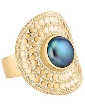 Anna Beck Pearl Saddle Ring - Metallic