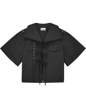 Ganni Cowl Neck Blouse - Black