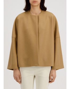 Harris Wharf London Collarless Virgin Wool Cape - Natural