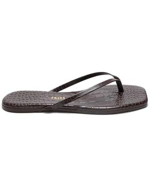 TKEES Lily Square Toe Flip Flops - Brown