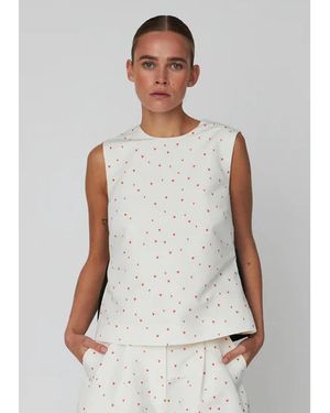 Stella Nova Heart Printed Bow Top - White