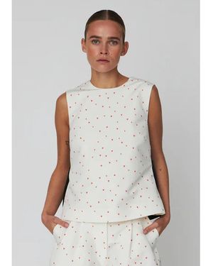 Stella Nova Heart Printed Bow Top - White