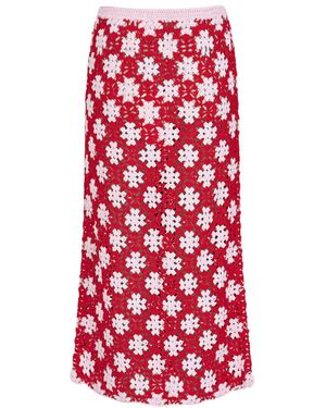 Les Tricots de Léa Jouny Cotton Crochet Skirt - Red