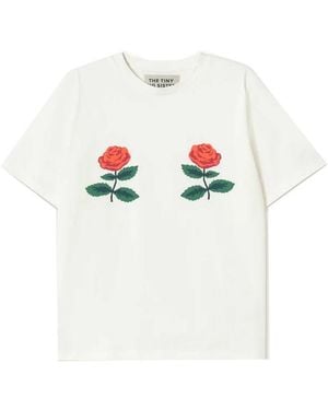 The Tiny Big Sister Organic Cotton Roses Tee - White