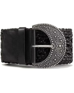 Ba&sh Balmy Leather Woven Belt - Black