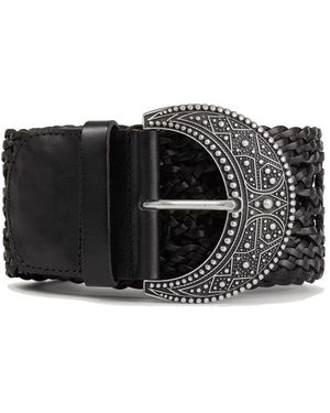 Ba&sh Balmy Leather Woven Belt - Black