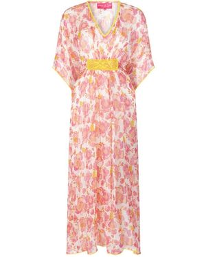 Place du Soleil Rosa Flower Chiffon Dress - Pink