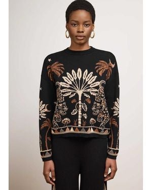 Hayley Menzies Magic Leopard Jacquard Jumper - Black