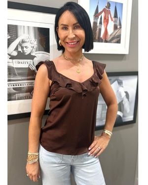 PAIGE Effy Silk Mix Cami Top - Brown
