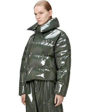 Rains Alta Vision Waterproof Short Puffer Jacket - Green