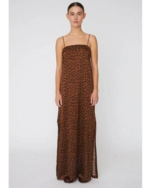 Stella Nova Maxi Animal Printed Silk Dress - Brown