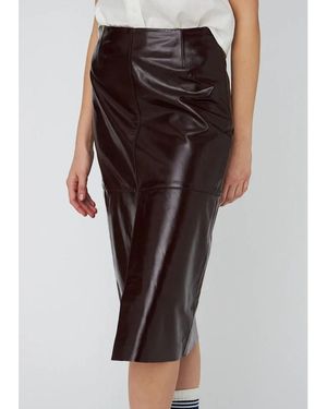 Stella Nova Leather Midi Skirt - Brown
