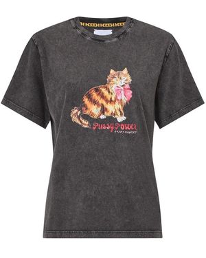 Hayley Menzies Pussy Power Cat T-Shirt - Black