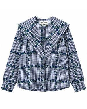 The Tiny Big Sister Roses Scarf Neck Blouse - Blue