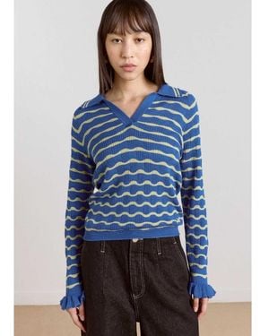 Damson Madder Silvia Polo Jumper - Blue