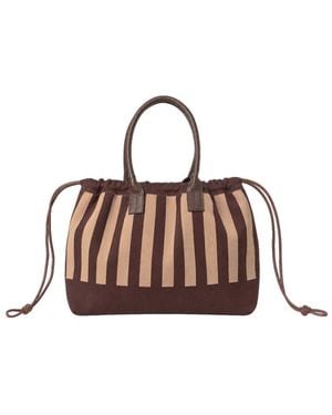 Day Et Large Striped Knit Shoulder Bag - Brown