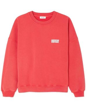 American Vintage Plizzy Cotton Sweatshirt - Red