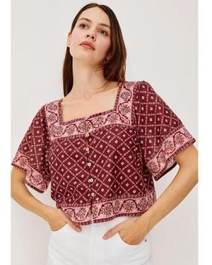 Rails Ellen Square Neck Blouse - Red