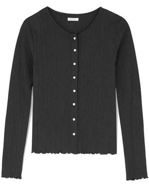 SKALL Edie Jersey Pointelle Cardigan - Black