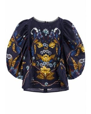 FARM Rio Golden Nature Cotton Blouse - Blue
