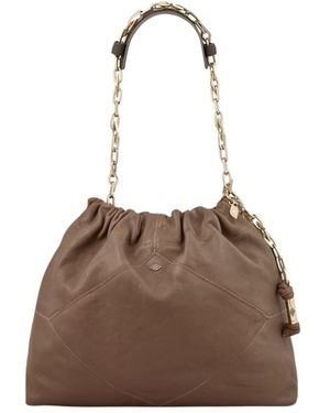 Ba&sh Leather June Tote Bag - Brown