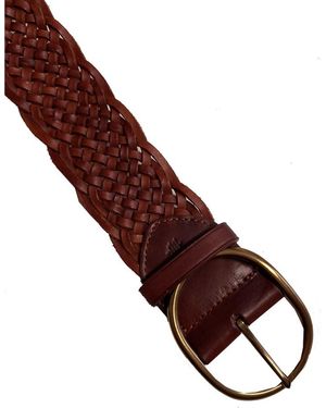 Dragon Diffusion Weave Oval Handwoven Leather Belt - Brown