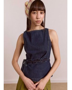 Damson Madder Maxime Sleeveless Denim Top - Blue