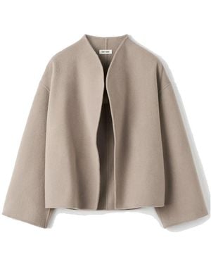 Soft Goat Short Wool Blend Jacket - Brown