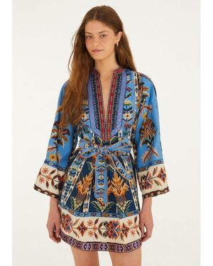 FARM Rio Tapestry Organic Cotton Mini Dress - Blue