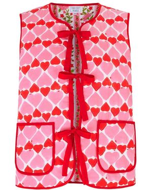 Pink City Prints Maggie Reversible Gilet - Red
