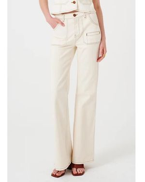 seventy + mochi Queenie High Rise Flare Jeans - White